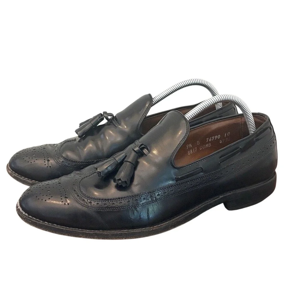 Allen Edmonds Black‎ Leather Loafers Berwick Tassel Wingtip Mens 9.5 Made In USA